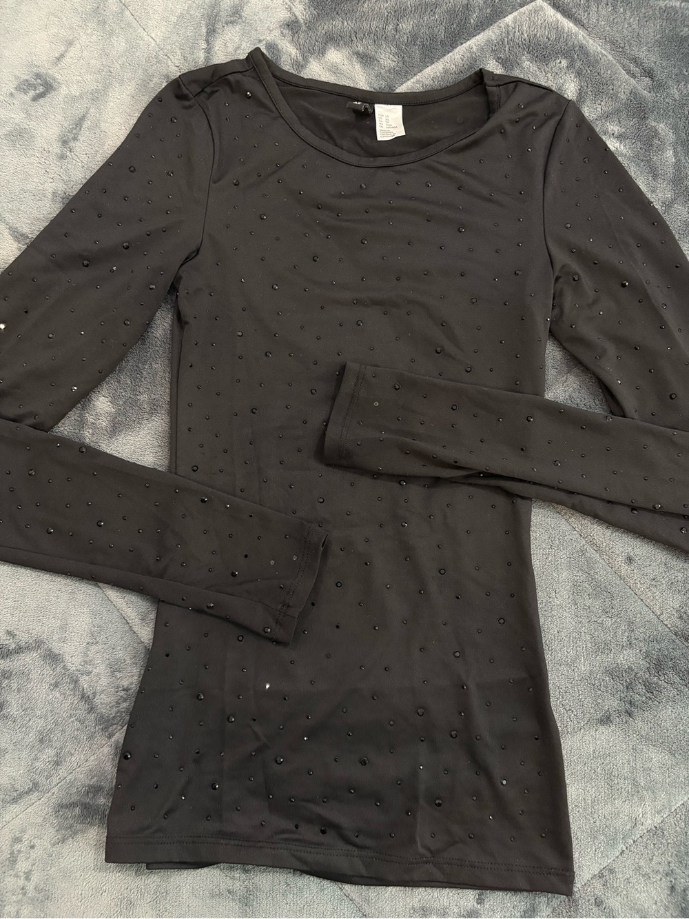 H&M Black Long Sleeve Tee with Black Stud Embellishments
